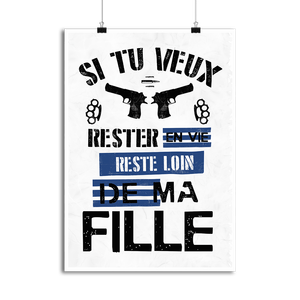 Affiche Reste Loin De Ma Fille Cadeau Humour Decoration Murale Poster Citation Ebay
