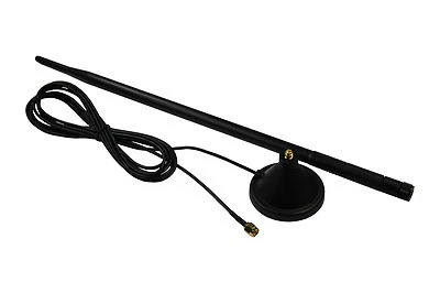 MARKENLOS 2.4G 9dbi Omni RP-SMA Verstärker Antenne WLAN Router WiFi inkl. Magnet Standfuß