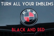 Turn Your Emblem Black Red - Colored Emblem Roundel Overlay For Bmw Turn Your Emblem Black Red - Colored Emblem Roundel Overlay For Bmw