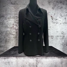 AB Studio Womens Black Peacoat Sz 8 Classic Stylish Winter Versatile Casual Warm