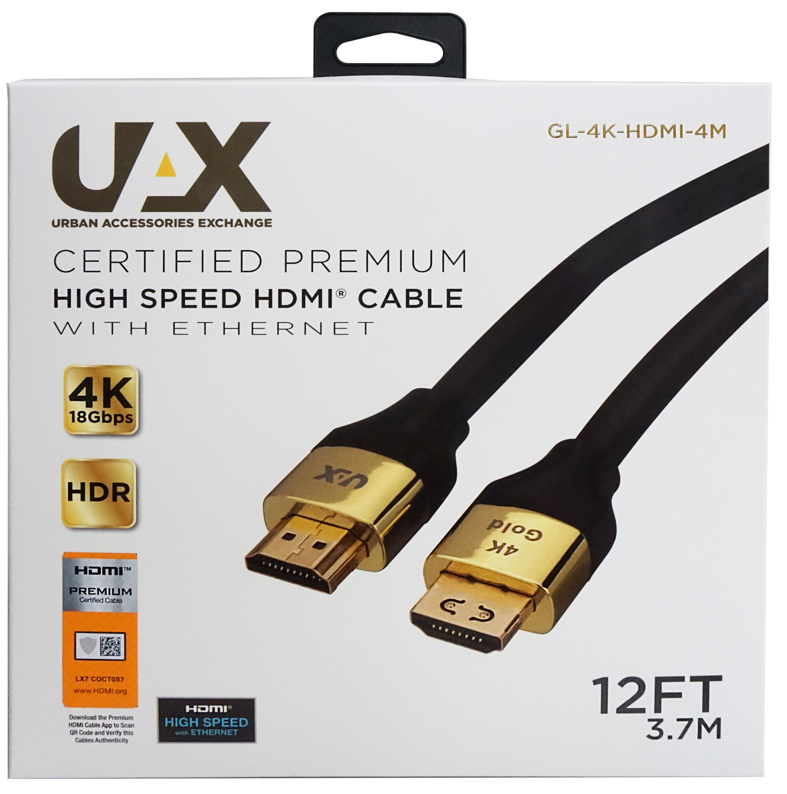 Кабель HDMI 4K UAX длиной 12 футов - GL4KHDMI4M