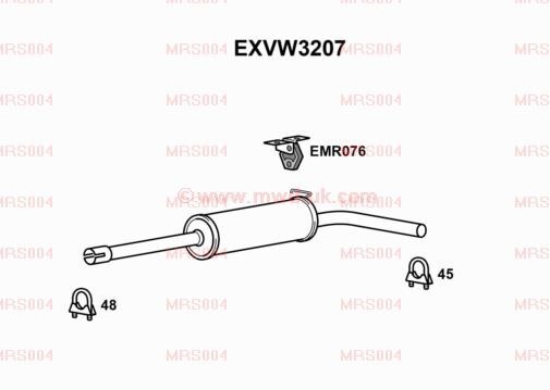 EXVW3207 Exhaust Centre Silencer Box VW POLO   1.0   2014-2017