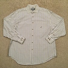 Nautica Shirt Mens XL Gray Plaid Long Sleeve Button Up