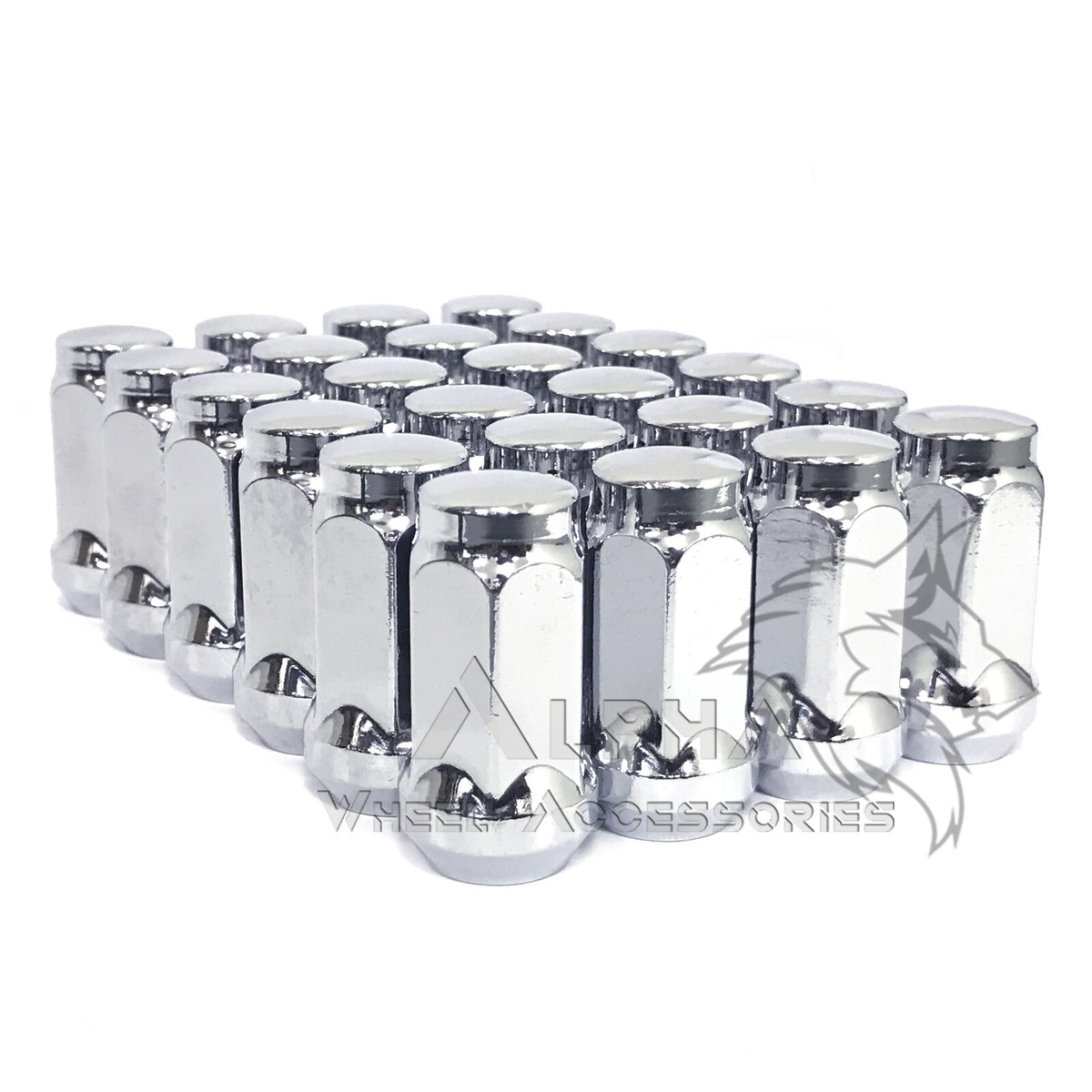 24 Chrome 14X2.0 Bulge Acorn Lug Nuts 1.75