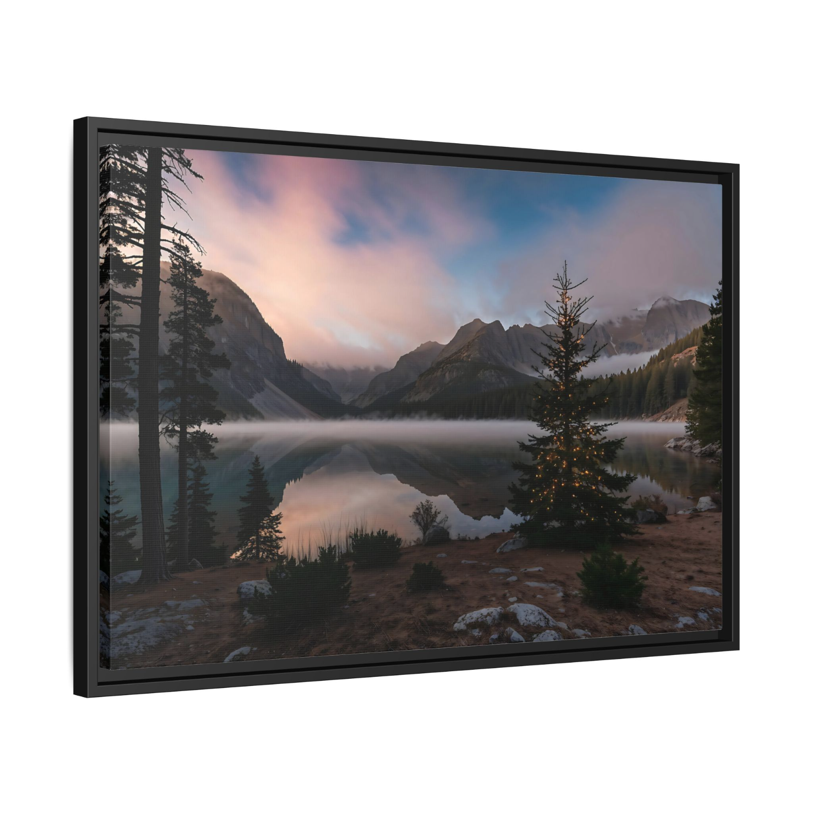 Christmas Themed Landscape Framed Canvas Print Wall Art Home Office Decor