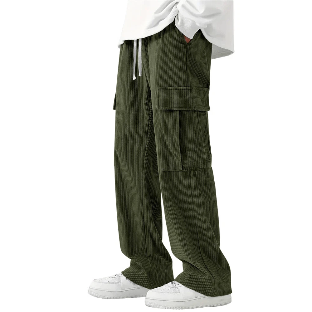 Mens Jogging Corduroy Pants Athletic Running Sweatpants Casual Hip Hop Trousers