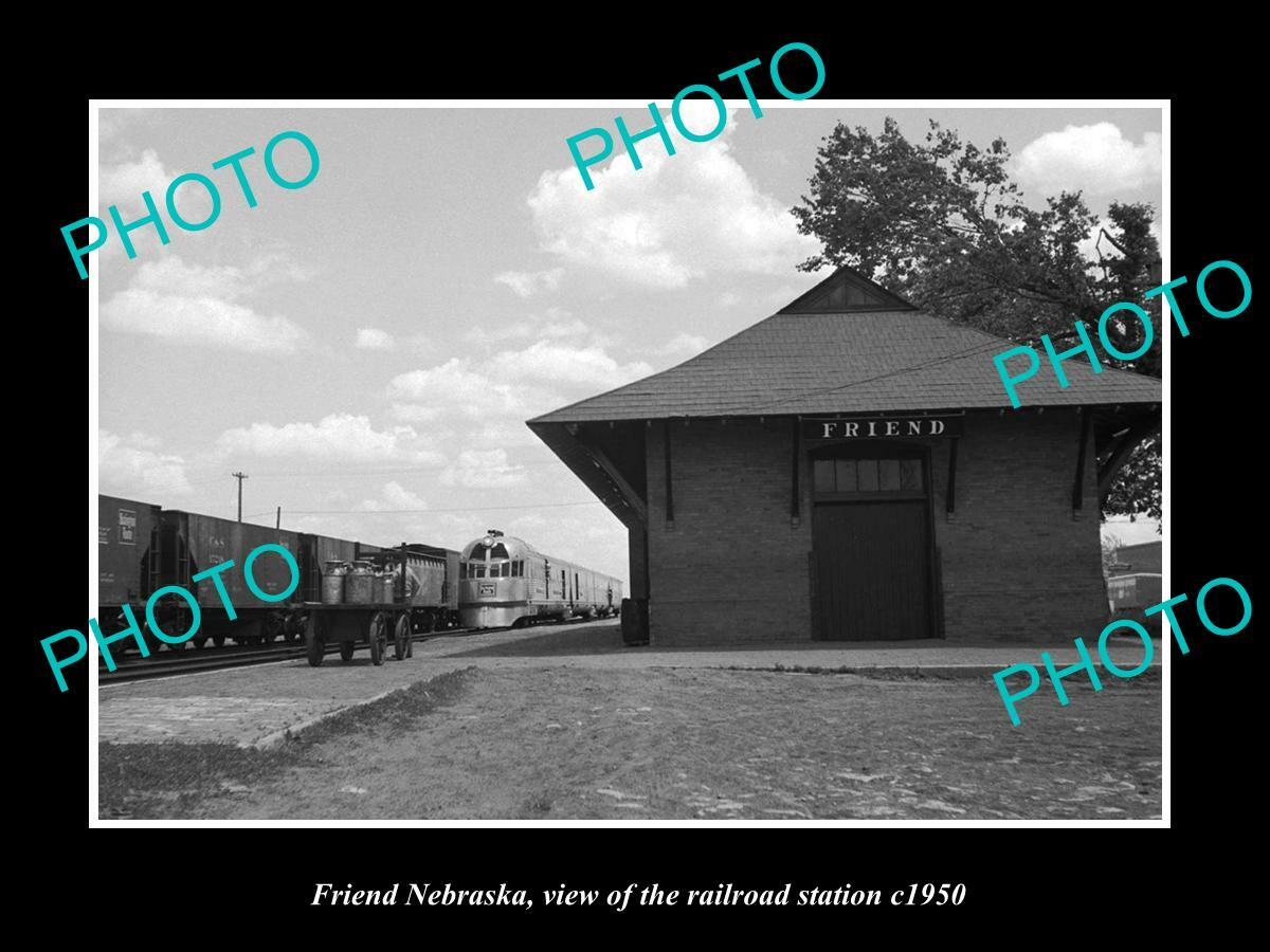 OLD POSTCARD SIZE PHOTO OF FRIEND NEBRASKA THE RAILROAD DEPOT STATION