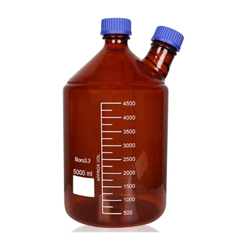 Lab Amber Glass HPLC Purging Storage Bottle 2-Neck Brown Chromarography Flask - Picture 6 of 7