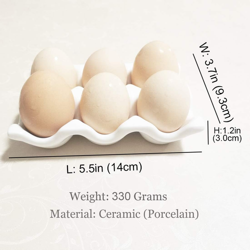 Ceramic Egg Holder Egg Tray Porcelain Fresh Egg Holder for Fridge Countertop Kit - Picture 3 of 12