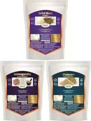 Organic Safed Musli, Ashwagandha & Shatavari Powder - 300gms (100gms each)