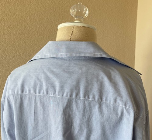 WALTER VOULAZ MUJER Lujo Italiano Elastizado Popelina Abotonada Túnica Camisa 46 10 Azul - Imagen 7 de 8