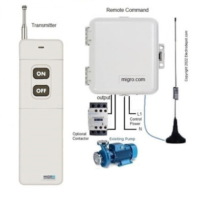 Long Distance High Power Wireless Remote Control Switch 2 pol 30A,  12V to 24VDC
