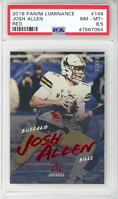 -Rare- 2018 -JOSH ALLEN- /10 PSA 8.5 Luminance Red Rookie Insert Card - RC