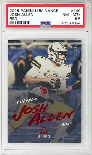 -Rare- 2018 -JOSH ALLEN- /10 PSA 8.5 Luminance Red Rookie Insert Card - RC