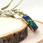 8mm Gold Tungsten durable Christmas Ring Blue Glitter Inlay Scratch-Free Band — photo 4