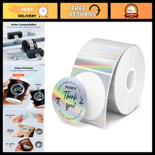 2" Holographic Thermal Labels - Round Rainbow Glitter Stickers for Gift Wrapping