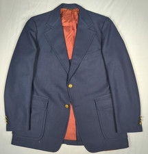 FORBES  WALLACE Vtg 60s 70s Navy Blue Blazer Suit Coat Jacket Men's 42L 44L