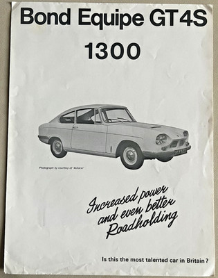Bond Equipe GT 4S 1300 Car Brochure 1968