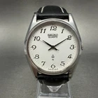 Seiko Watch Men 36mm Silver Dial Silver Tone Round Vintage 7121-8000 New Battery