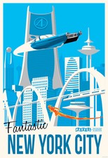 Fantastic Four Visit Fantastic New York City NYC Travel Poster by Steve Thomas