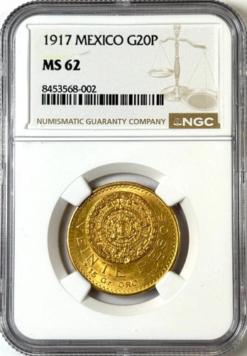 Photo of a 1917 Mexico 20 Pesos Gold from an eBay listing that sold on Jul 17, 2026