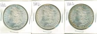 Beautiful set of three (3) 1882 mint state Morgan dollars, from original group