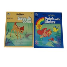 Vtg Golden Little Mermaid Paint with Water  Disney Classics Trace Color Book