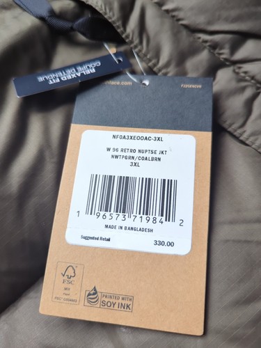 The North Face Nuptse 1996 Retro Puffer Jacket Womens 3X Taupe Green Coal Brown - Picture 8 of 17
