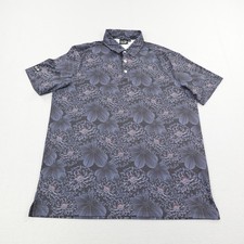 Sunday Swagger Polo Shirt Mens Large Purple Gray Floral Golf Performance Stretch