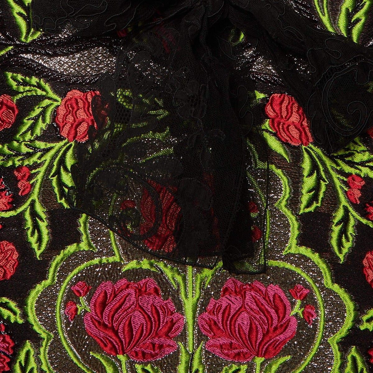 Gucci Black Floral Jacquard Lace Trim Mini Dress S | eBay