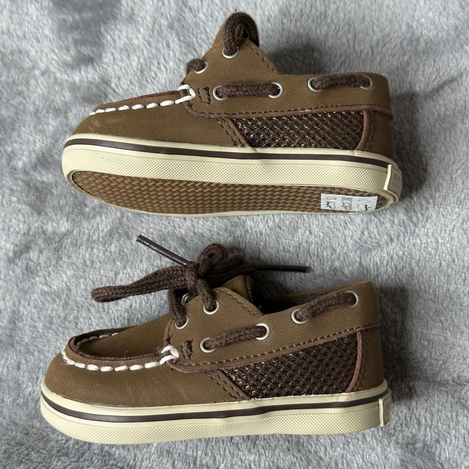 Sperry Top-Sider Intrepid Toddler 2M Brown Leather Boat Shoes Preppy Classic - Image 4 of 4