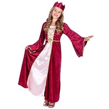 CHILDS GIRLS RED RENAISSANCE QUEEN COSTUME HISTORY MEDIEVAL AGE SMALL MEDIUM