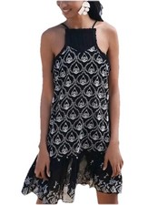 Anthropologie Sheer Embroidered Black Halter Mini Dress Sz S FLOUNCY Boho NWT