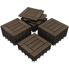 Pack of 27 Wooden Tiles Waterproof Interlocking Deck Tiles for Patio Balcony