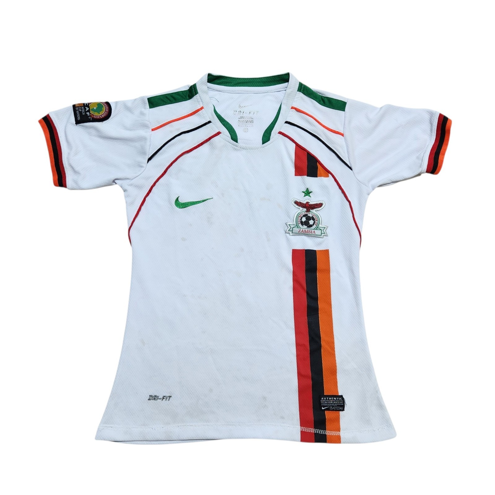Nike Zambia National Football Team Away Jersey 2012 Boys Size XS White Soccer SS