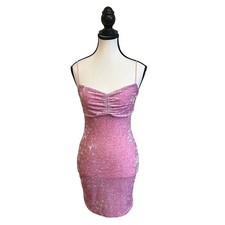 Urban Outfitters Pink Crushed Velvet Mini Dress Bodycon Ruched Y2K Party