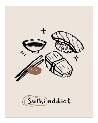 Chic Sushi S�chtiger Wandkunst Minimalistische Essensdekoration Food W