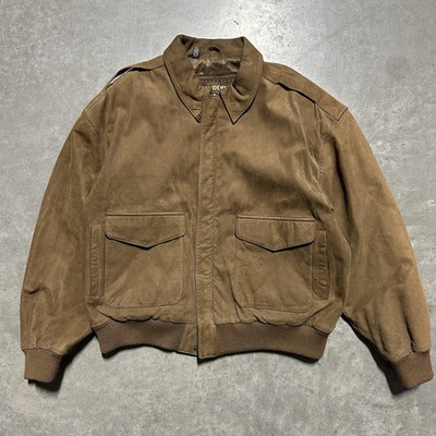 VTG Global Identity G-111 Leather Suede Bomber Jacket Brown Men s Large Type A-2