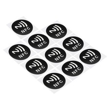 10Pcs NFC Stickers NFC213 Tag Sticker 144 Bytes Blank Round NFC Tags Black