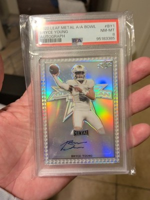 2020 Leaf Metal All-American Bryce Young Pre 2023 ALABAMA Rookie Auto /25 PSA 8 