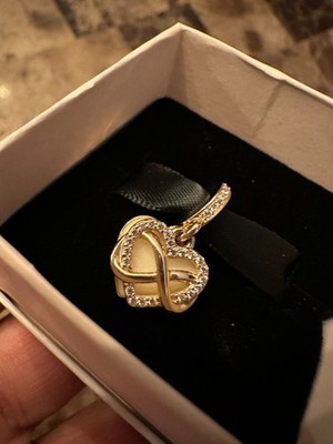 PANDORA Authentic 14K Sparkling Infinity Heart Enamel CZ Dangle