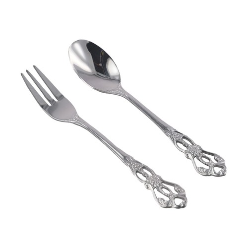 2-teiliges Vintage Gold Löffel Gabel Besteck Set Edelstahl Luxus Dessertlöffel - Bild 15 von 33