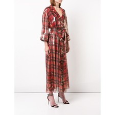 Alice and Olivia Chap Metallic Plaid Faux-Wrap Dress (Size 8)