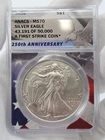 2026 ANACS MS70 American Silver Eagle ASE First Strike 250th Anniversary