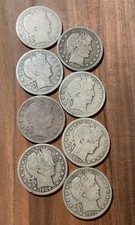 Lot Of 8 Barber Half Dollars 90 Silver- 1892-1911