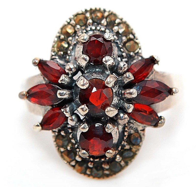 1CT Fire Garnet 925 Solid Sterling Silver Ring Jewelry Sz 7 NF1-6