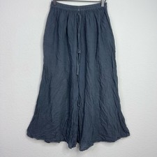 Womens M Gray Gauzy Wide Leg Cropped Boho Lagenlook Minimalist Hippie Whimsical