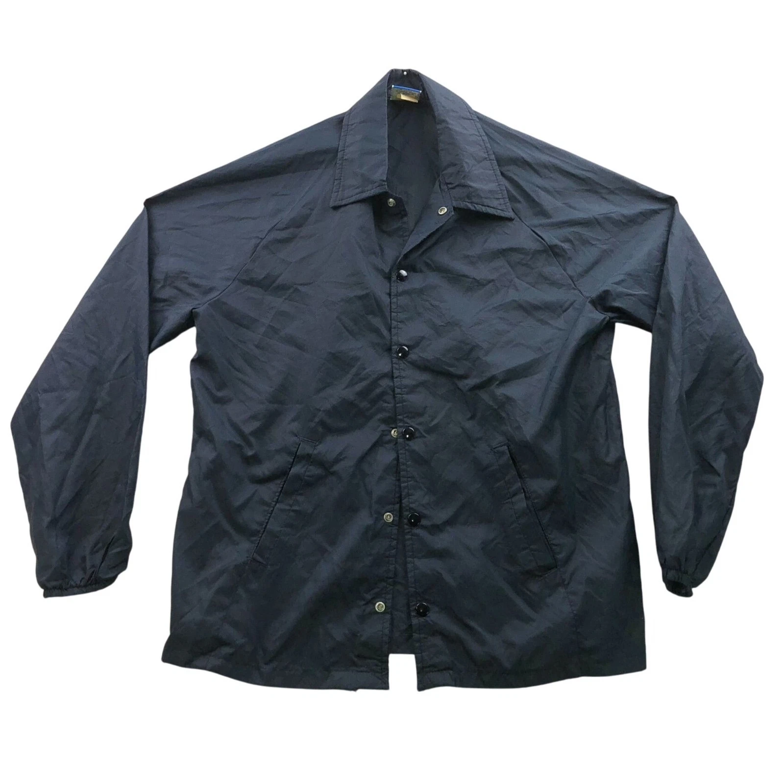 Champion Mens Coach Jacket Medium Middletown Crew Shacket Button Up Navy Classic