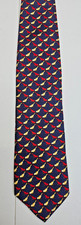 Beaufort Tie Rack Blue With Geometric Red  Yellow bird pattern tie