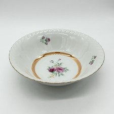 Vintage Japan Pink Floral Bowl Orange Lusterware Band 7.25 In